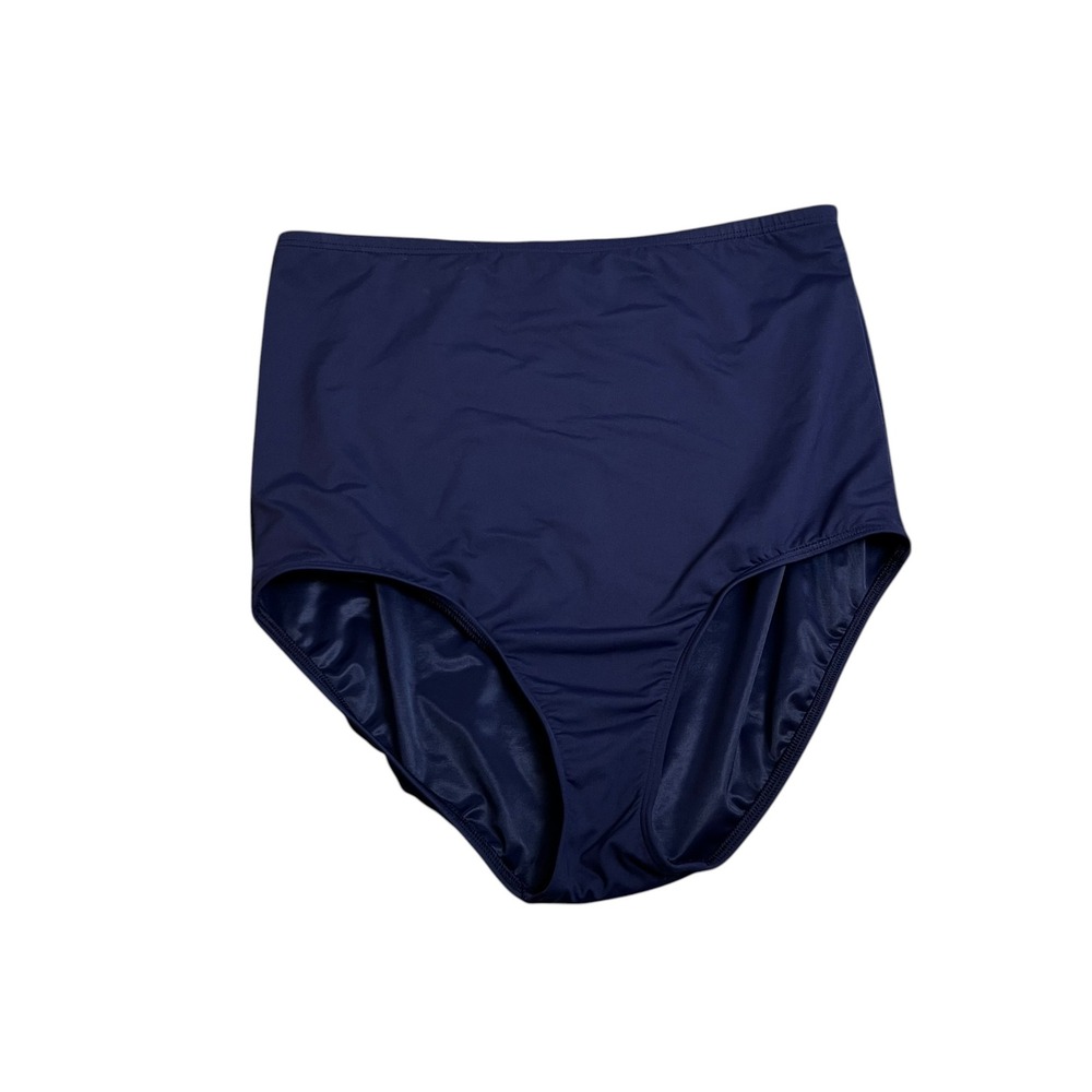 Lands End Womens Navy Blue High Waisted Bikini Bottoms Size 18 Full Coverage